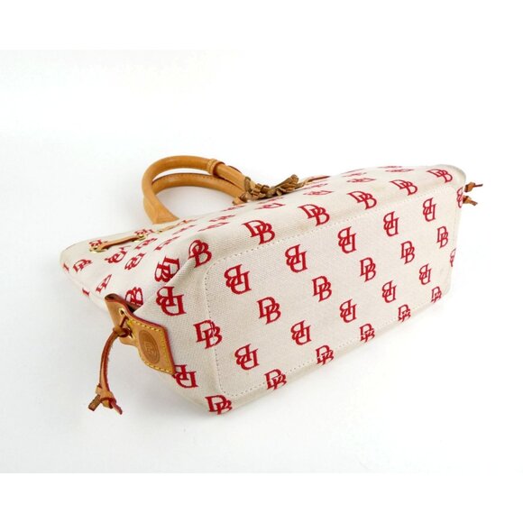 Dooney & Bourke Chalk Red Canvas & Leather Small Tote - Picture 2 of 15